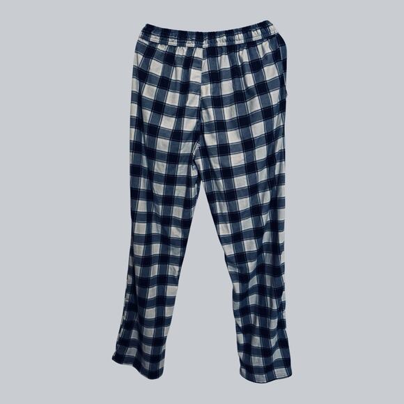 Women's Plaid Flannel Drawstring Navy Blue Gray Soft Cozy cabin Pajama Pants M - Picture 2 of 9